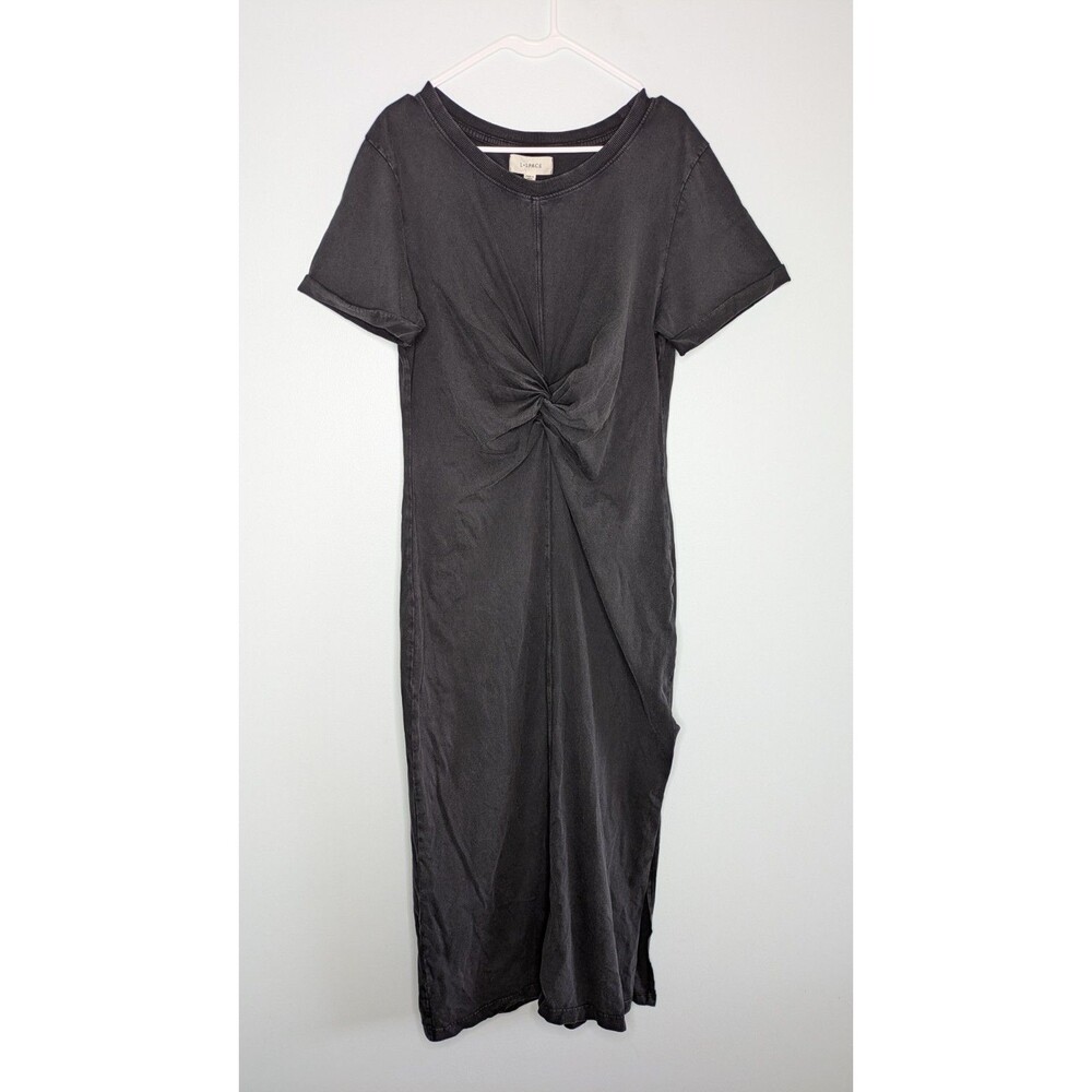 L*SPACE Everyday Twist Front Midi Drew Dress Size XLarge Black Short Sleeve NWT